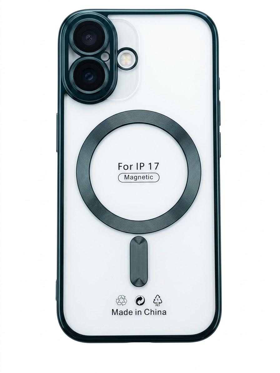 Case for iPhone 17 Magnetic Clear and Green Edges AVAILABLE IN AMAZON